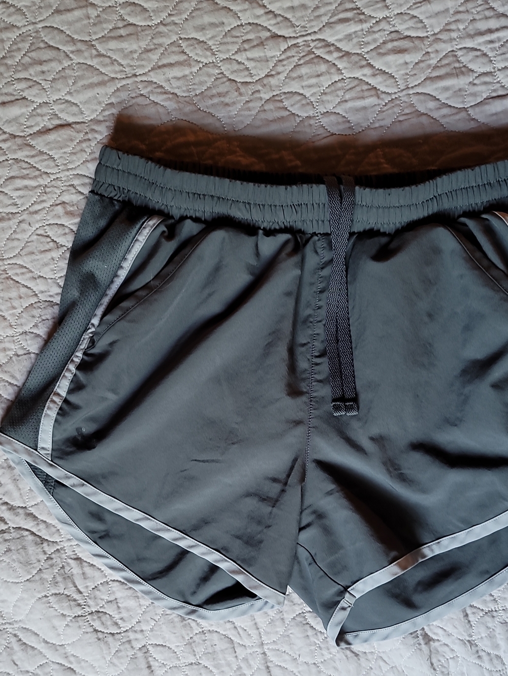 Under Armour Women's Grey Athletic Shorts with Reflective Trim